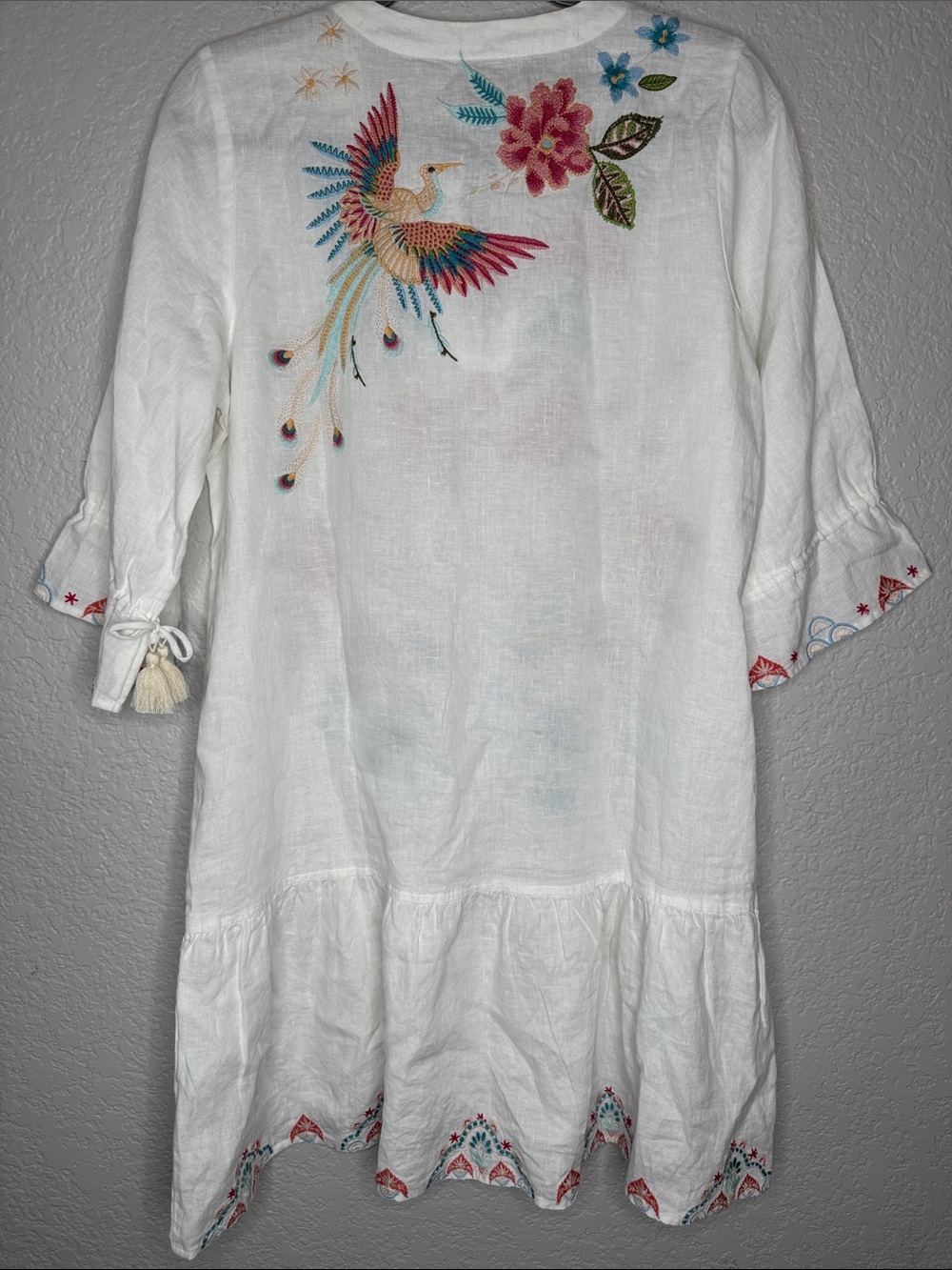 NWT Johnny Was Emika Kimono Sleeve Flounce Dress Medium Embroidered - Picture 8 of 9